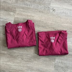Beverly Hills bundle of 2 Uniforms Burgundy Top L